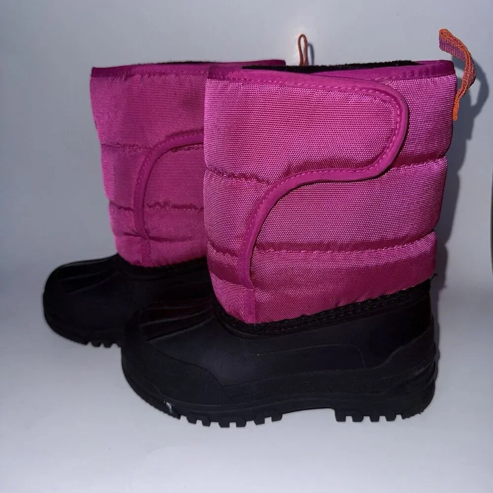 Polo Ralph Lauren Black & Pink Hamilten II EZ Girls Snow Boots Size 10